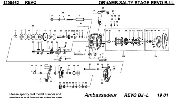 Photo1: [ABU] Genuine Spare Parts for SALTY STAGE REVO BJ-L Product code:1200462 **Back-order (Shipping in 3-4 weeks after receiving order) (1)