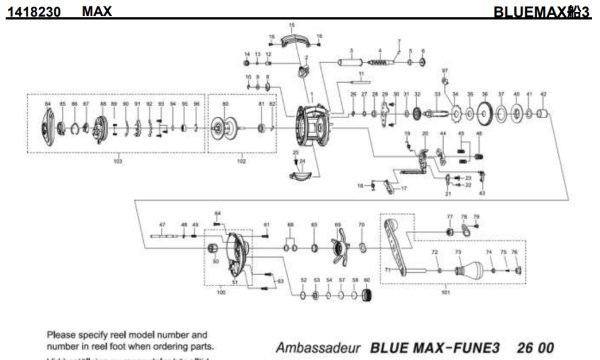 Photo1: [ABU] Genuine Spare Parts for BLUEMAX FUNE 3 Product code: 1418230 **Back-order (Shipping in 3-4 weeks after receiving order) (1)