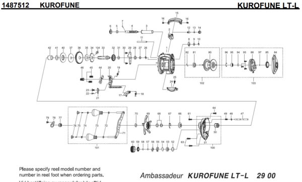 Photo1: [ABU] Genuine Spare Parts for KUROFUNE LT-L Product code: 1487512 **Back-order (Shipping in 3-4 weeks after receiving order) (1)
