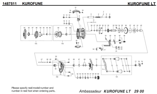 Photo1: [ABU] Genuine Spare Parts for KUROFUNE LT Product code: 1487511 **Back-order (Shipping in 3-4 weeks after receiving order) (1)