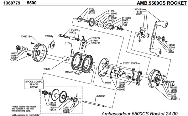 Photo1: [ABU] Genuine Spare Parts for Ambassadeur 5500CS ROCKET Product code: 1360779 **Back-order (Shipping in 3-4 weeks after receiving order) (1)