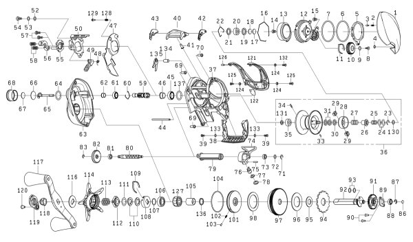 Photo1: [DAIWA] Genuine Spare Parts for 26 ZILLION TW 150L Product code: 00630371 **Back-order (Shipping in 3-4 weeks after receiving order) (1)